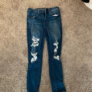 American eagle dark blue ripped jeans